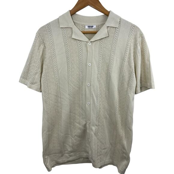 Coofandy Other - Coofandy Mens Sweater Medium Cream Quiet Luxury Knit Button Front Short Sleeve